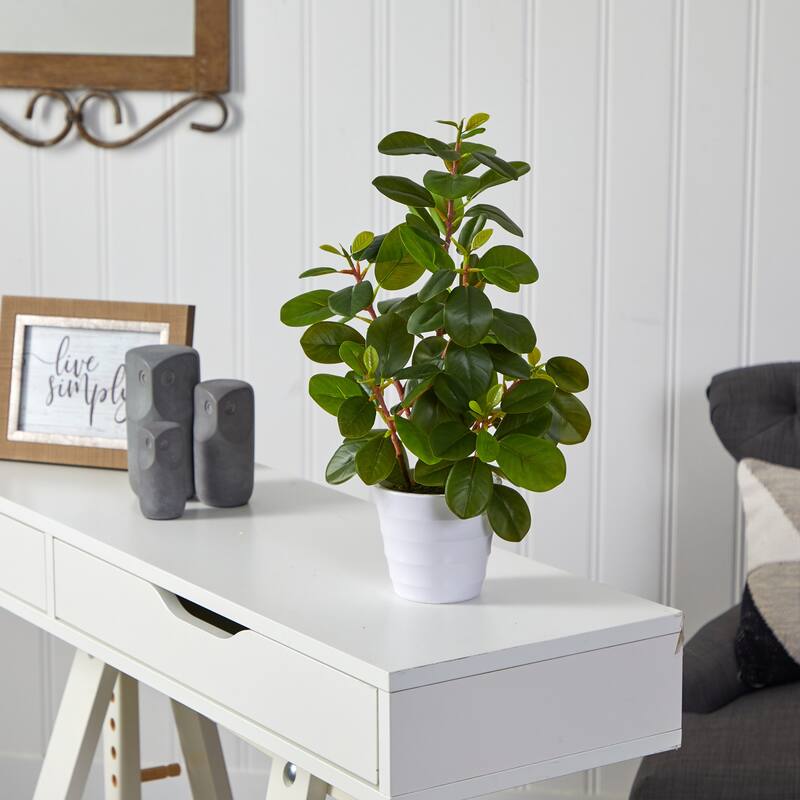 16" Peperomia Artificial Plant in Decorative Planter - 6"