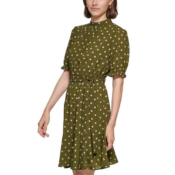 green emerald velvet dress Tommy Hilfiger Women's Dresses fit and Flare,Abundant Green Multi,2 at  Amazon Women's Clothing store