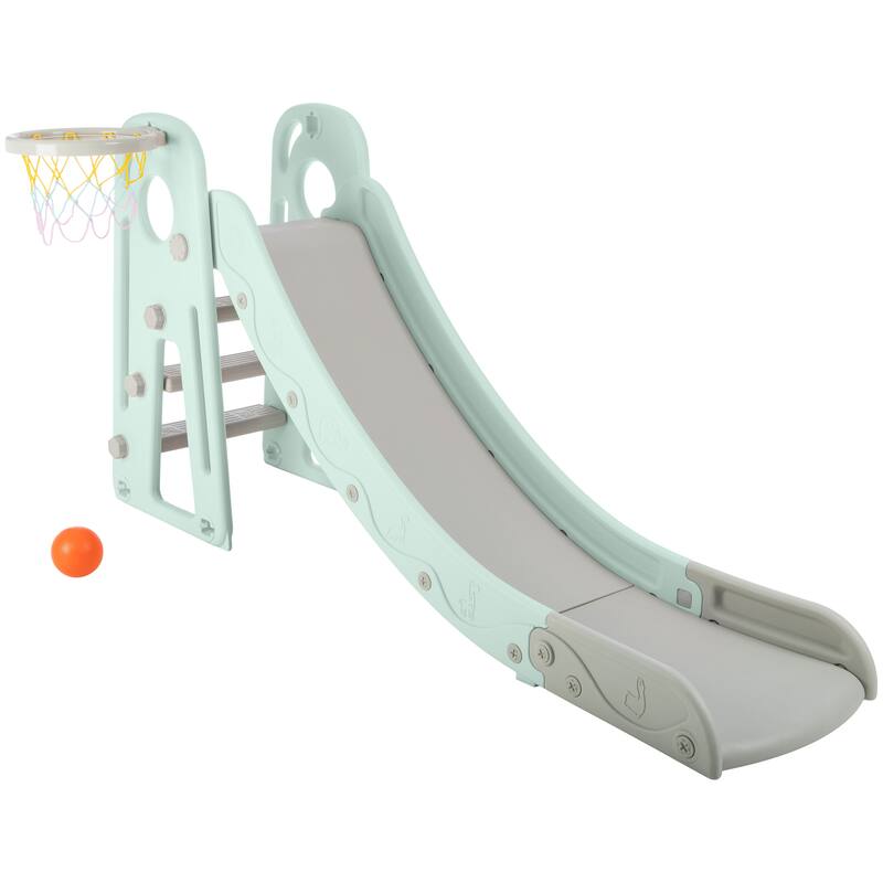 Hey Play Indoor/Outdoor Toddler Slide with Basketball Hoop and Ball, Blue