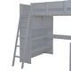 preview thumbnail 33 of 33, Full Size Loft Bed with L-shape Desk and Bookcase, Wooden Bed