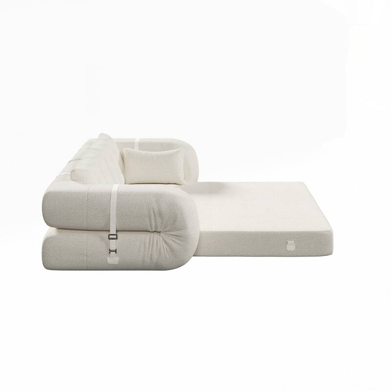 3-in-1 Teddy Fabric Foam-Filled Sleeper Sofa Bed