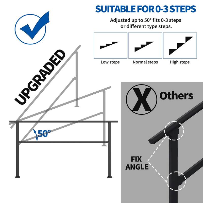 Premium Aluminum Handrail for Step Indoor Outdoor Three Size Available