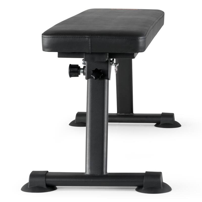 Black Steel Foldable Flat Weight Bench 1000lbs with Thick Cushion - 45.7" x 17" x 16.7"