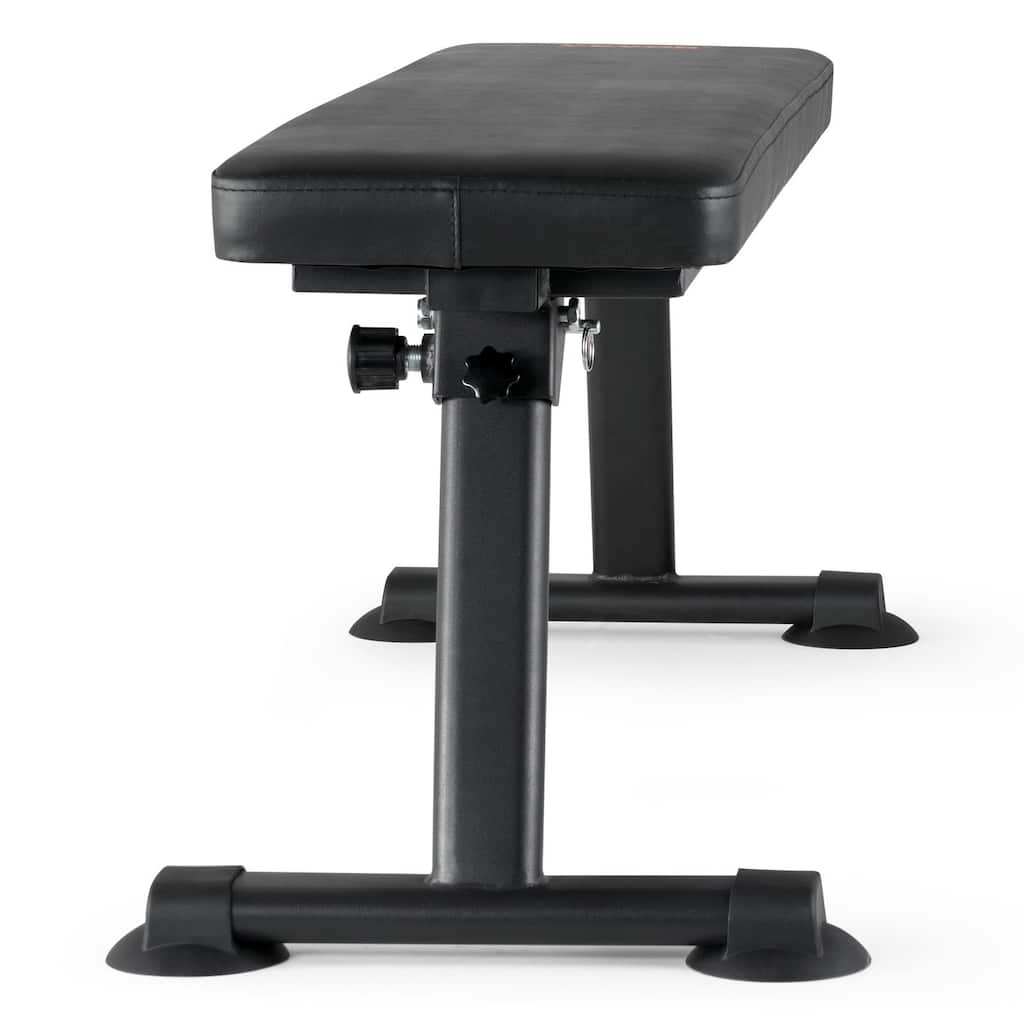 Black Steel Foldable Flat Weight Bench 1000lbs with Thick Cushion - 45.7" x 17" x 16.7"