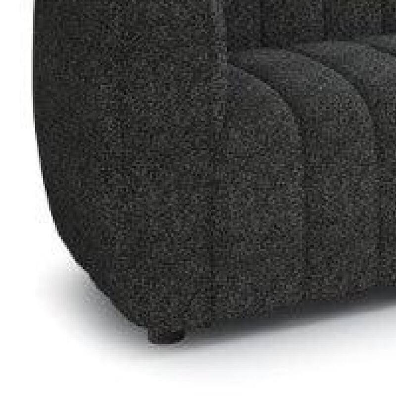 Hery Loveseat, 65 Inch, Black Boucle, Vertical Channel Tufted Details