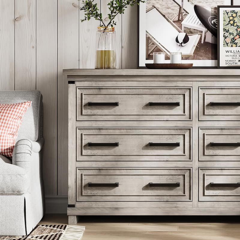 Farmhouse 6/8 Drawer Dresser for Bedroom, Rustic Wood Chest of Drawers