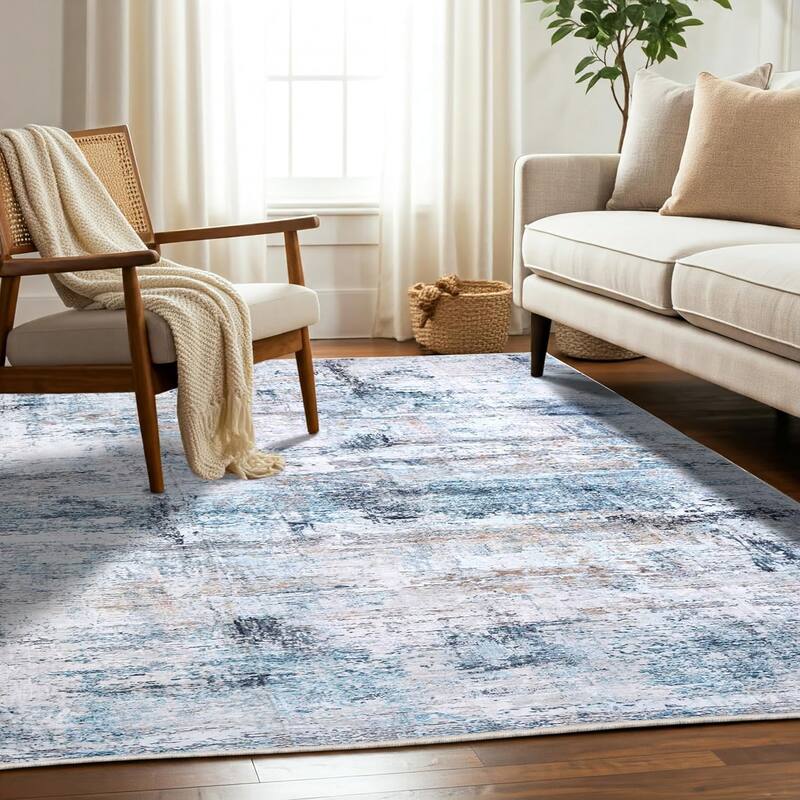 Delara Machine Washable Area Rug, Soft & Durable, Non-Slip Backing, Eco- Friendly GRS certified. - 5' x 7' - Coastal Drift - Rectangle