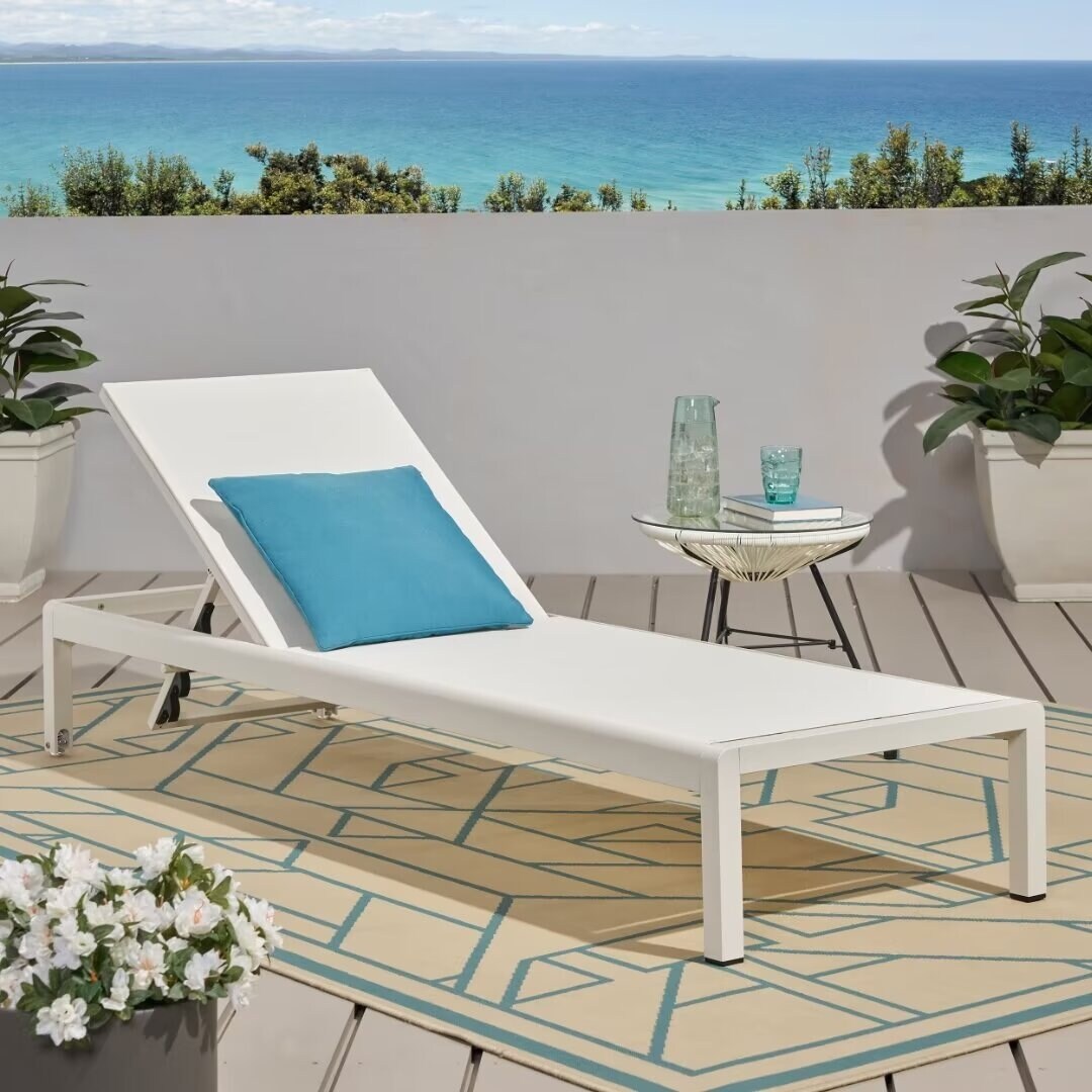 Outdoor cape coral kd chaise lounge for patio backyard poolside 77.56 Dx25.2 Wx11.8 H Bed Bath Beyond 40636324
