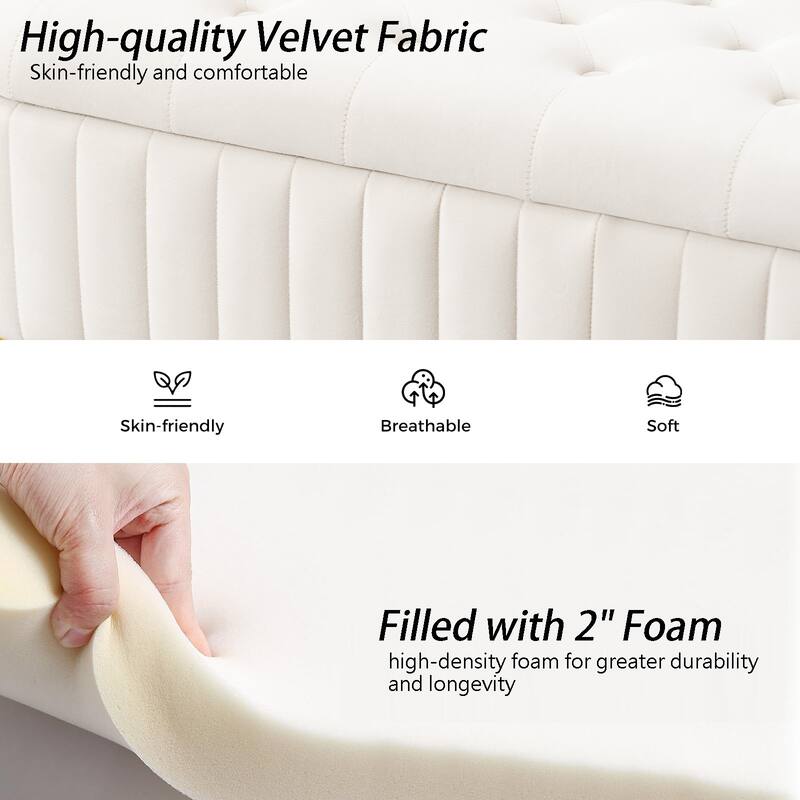 Velvet Storage Bench for Bedroom