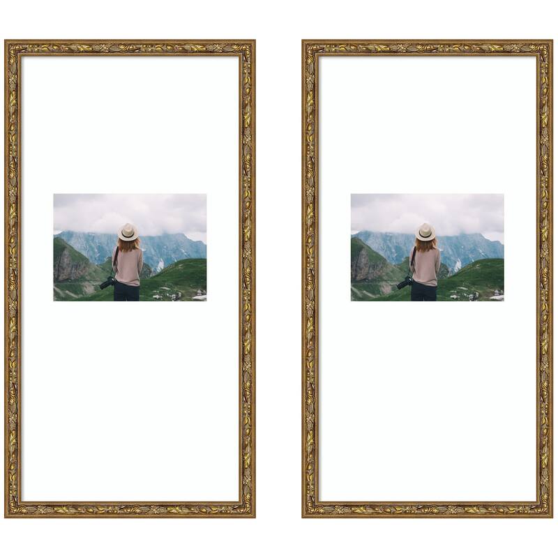 Kate and Laurel Belvedere Bronze Photo Frame Set - 11x20 matted to 5x7 - Bronze