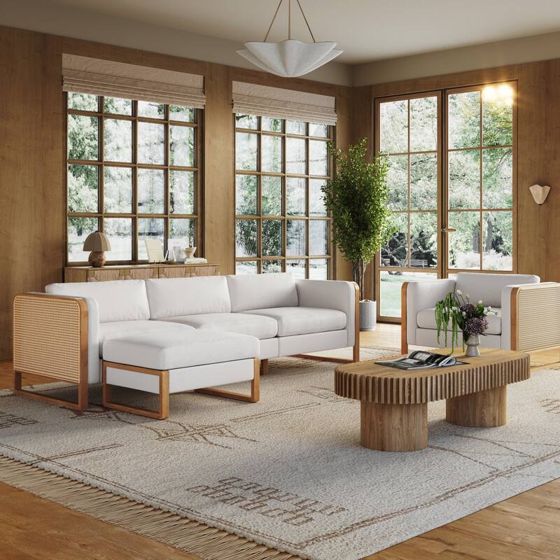 Madison Modern Upholstered Modular Sofa or Couch for Living Room with Solid Wood Legs
