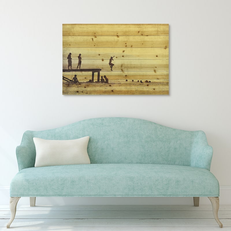 "Summer Lake" Wall Art Printed on Solid Fir Wood Planks