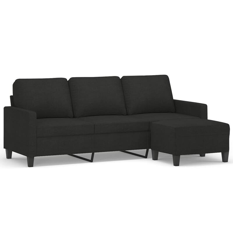 vidaXL 3-seater Sofa With Footstool Black - 30.3 in x 77.9 in x 31.5 in