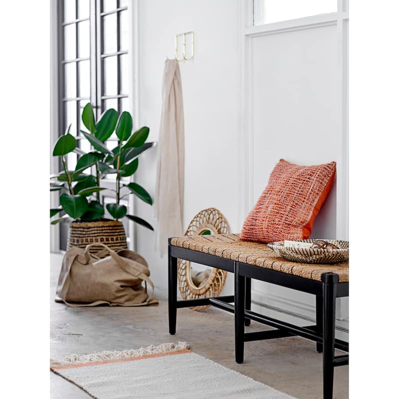 Oval Woven Bamboo Wall Mirror - Natural