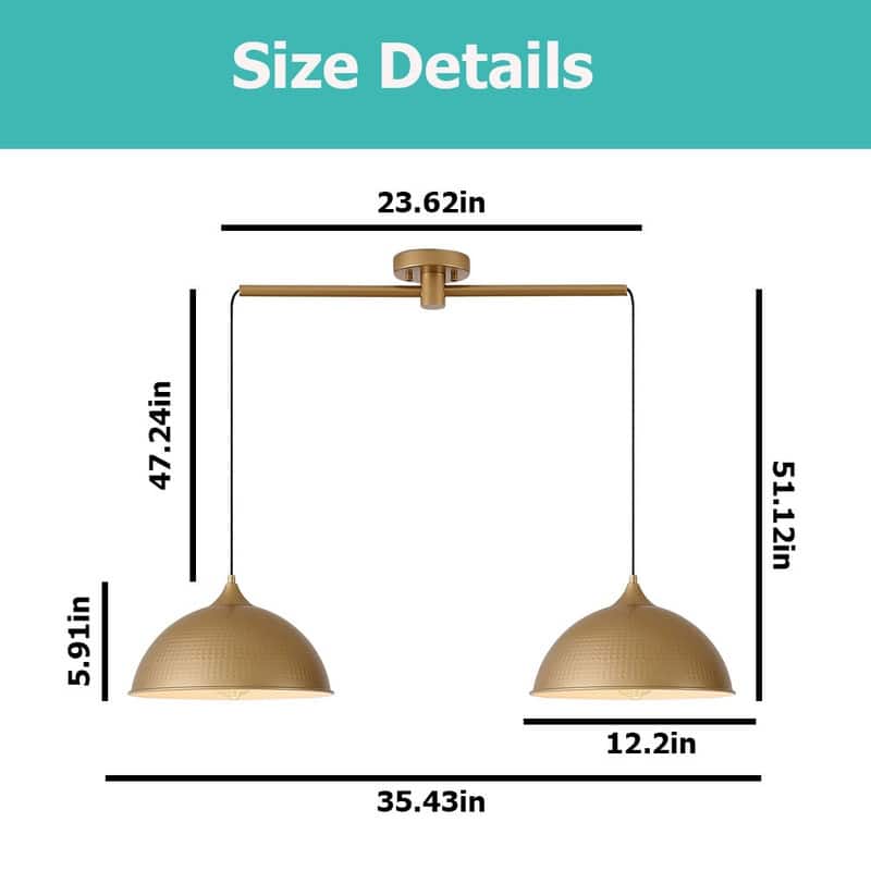 2 Pack bulbs light gold light fixtures metal pendant light