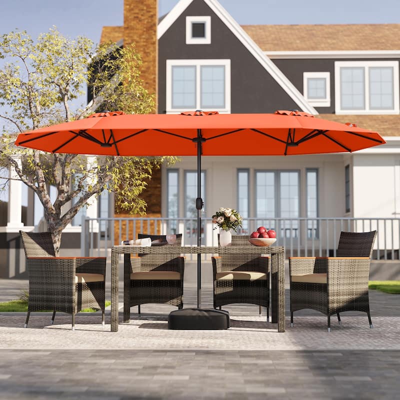 Gymax 13FT Double-sided Patio Umbrella w/ Crank Handle Umbrella Base