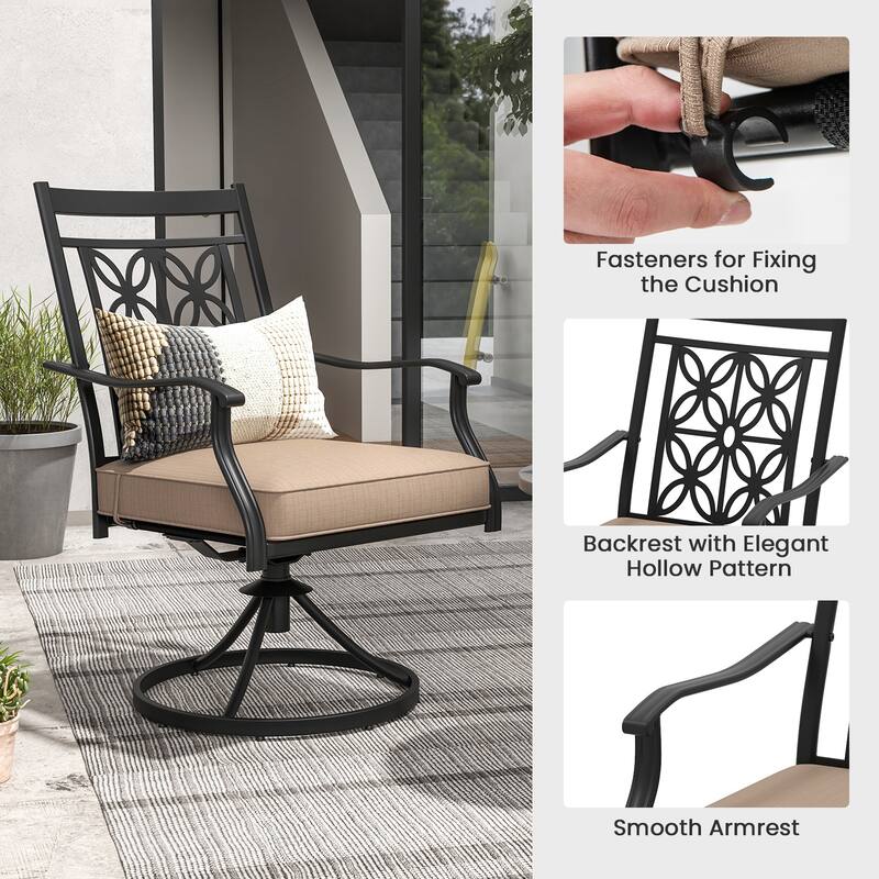 Gymax Patio Metal Swivel Chairs Set of 4 Fabric Bistro Rocker Chairs