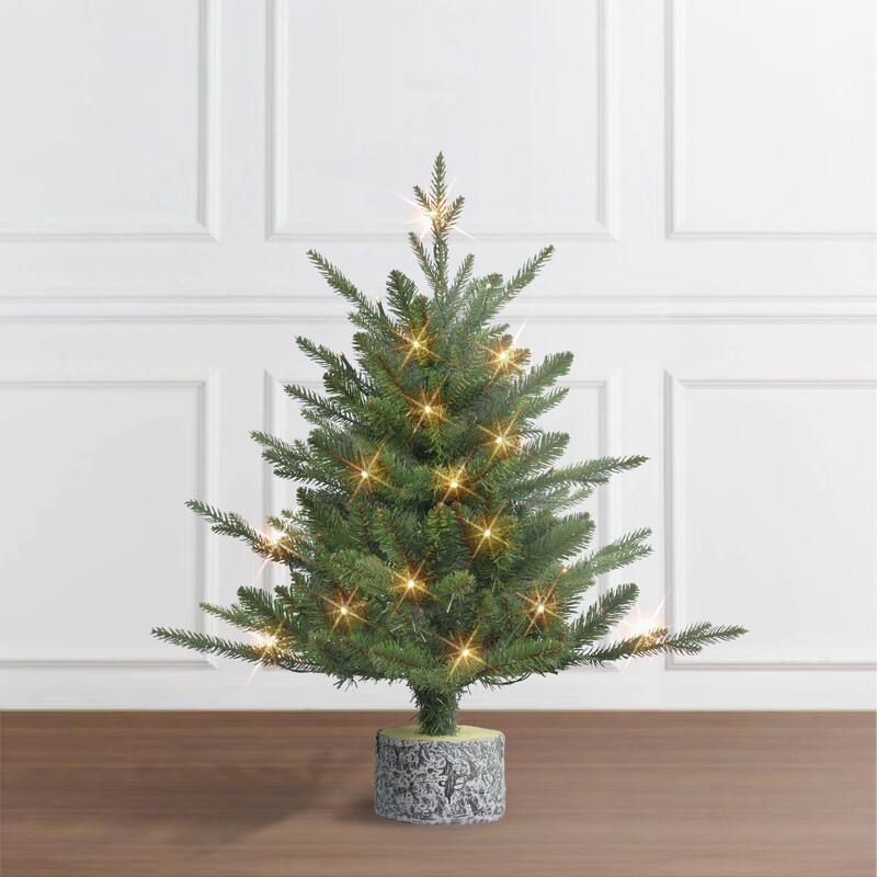 Puleo International 2 ft. Pre-Lit Battery-Operated Potted Tree
