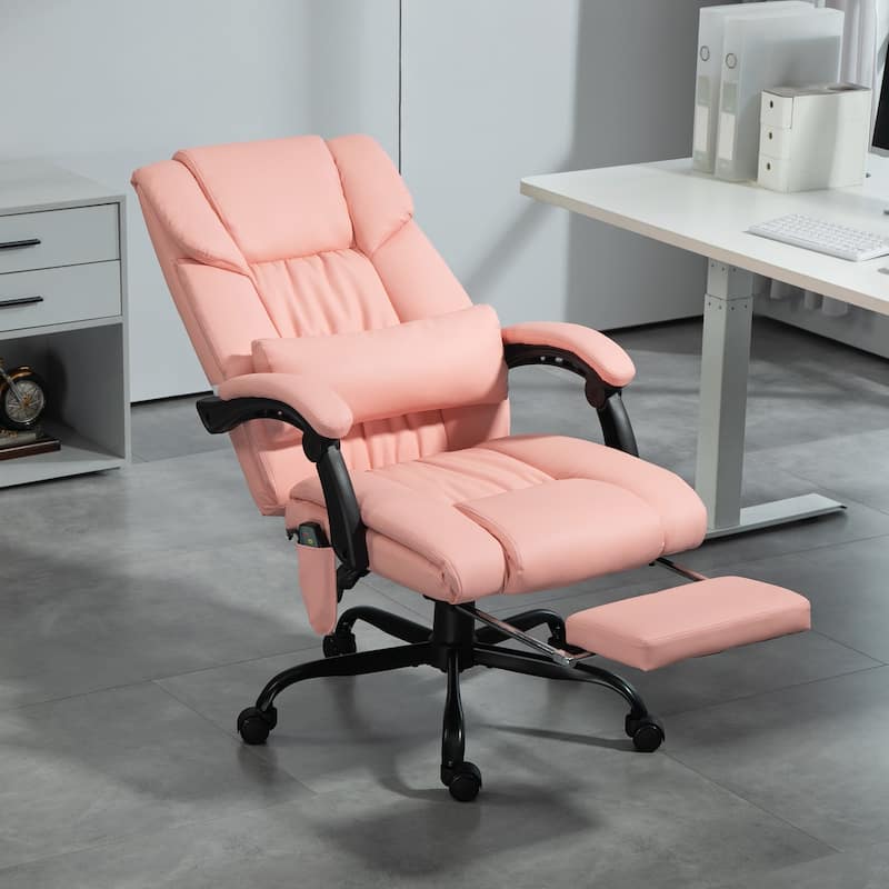 Vinsetto Office Desk Chair Recliner, Height Adjustable Movable Lumbar Support with 6-Point Vibrating Massage