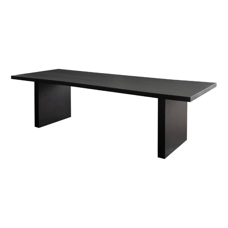 Somy Dining Table, Wide Panel Legs, Classic Black Mango Wood, 80 Inch