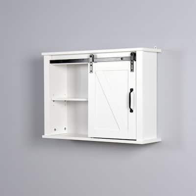 Merax Bathroom Wall Storage Cabinet with Barn Door and 2 Adjustable Shelves