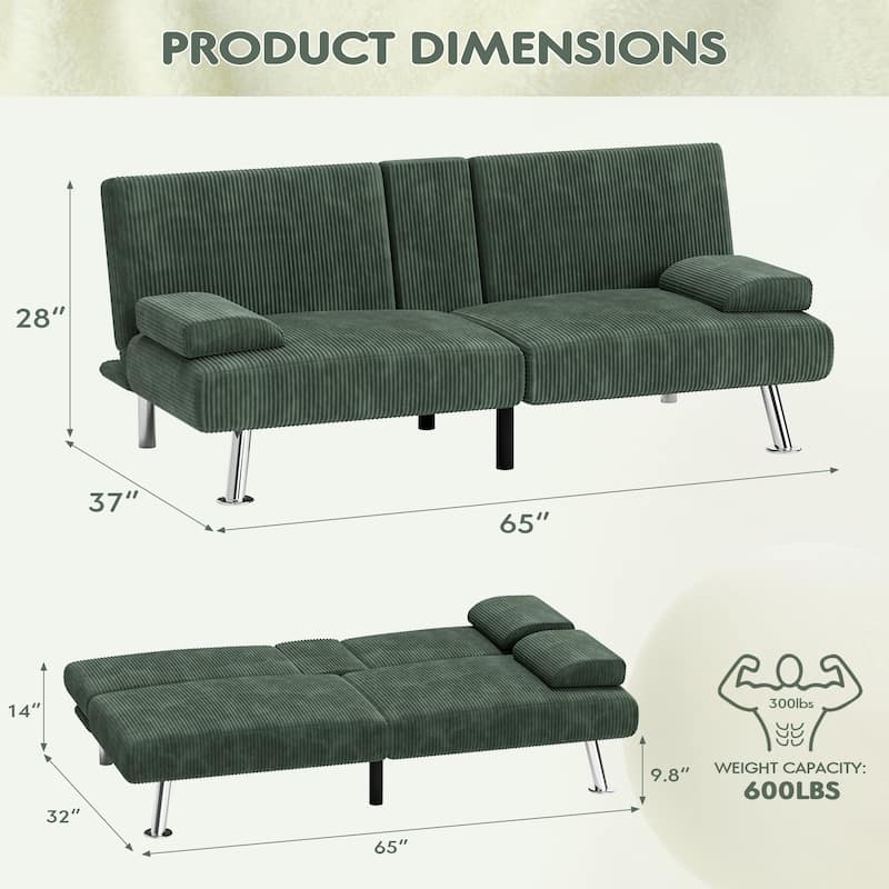 Furniwell Futons Folding Soft Cushion Sofa Bed with Adjustable Backrest Sofa