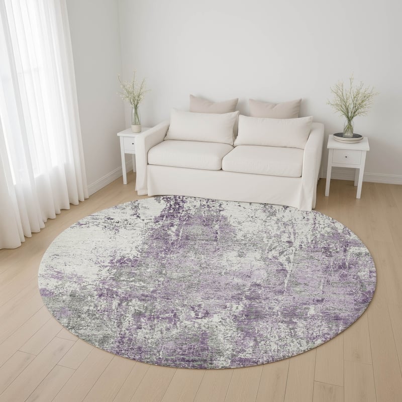 Premium Washable Super Soft Abstract Mayfield Rug - Plum - 8' x 8'