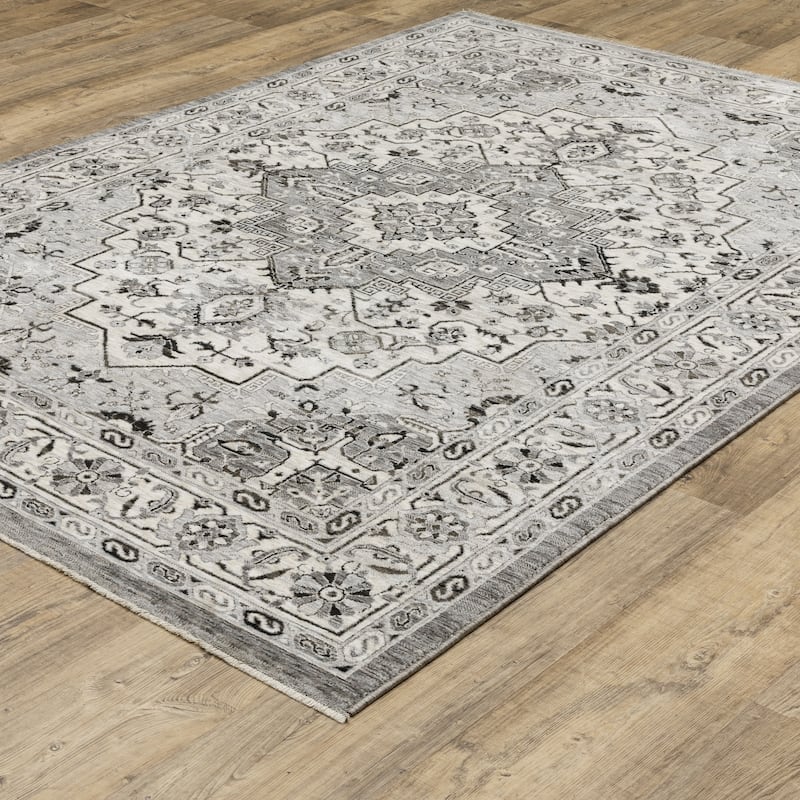 Style Haven Cádiz Compass Medallion Grey/Ivory Area Rug