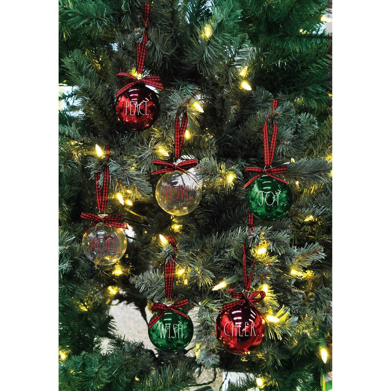 Rae Dunn Set of 6 CHRISTMAS Ornaments - Green