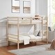 preview thumbnail 1 of 41, Twin Bunk Bed,Wooden,High Guardrail,Ladder,Kids Teens,Dorm Guest Natural