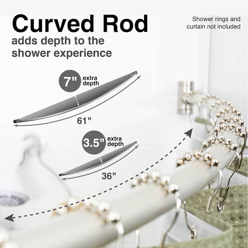 Curved Shower Curtain Rod Adjustable 36 to 61 inches by JS Jackson Supplies