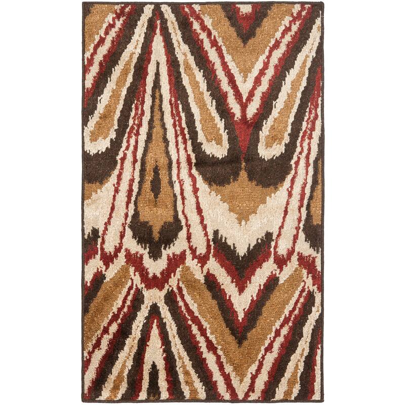 SAFAVIEH Kashmir Bobbi Abstract Silky Polyester Rug - 8' x 10' - Camel/Multi