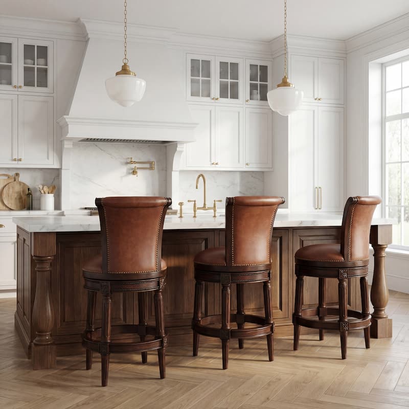 Copper Grove Rijssen Counter-Height Wood Swivel Stool with Upholstered Seat