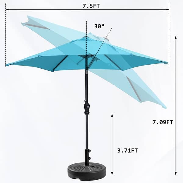 dimension image slide 12 of 16, Autlaycil 7.5FT Solar Patio Umbrella with Base and Tilt,Crank