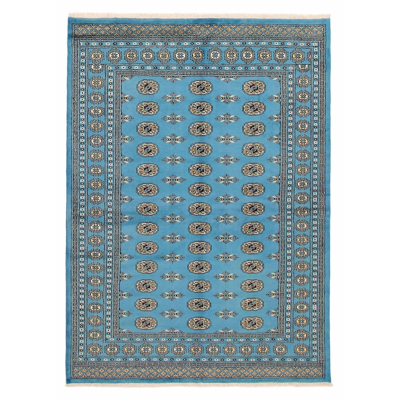 Finest Peshawar Bokhara Blue Rug 5'8" x 8'2" - 5'8 x 8'2 - Blue - 5'8 x 8'2