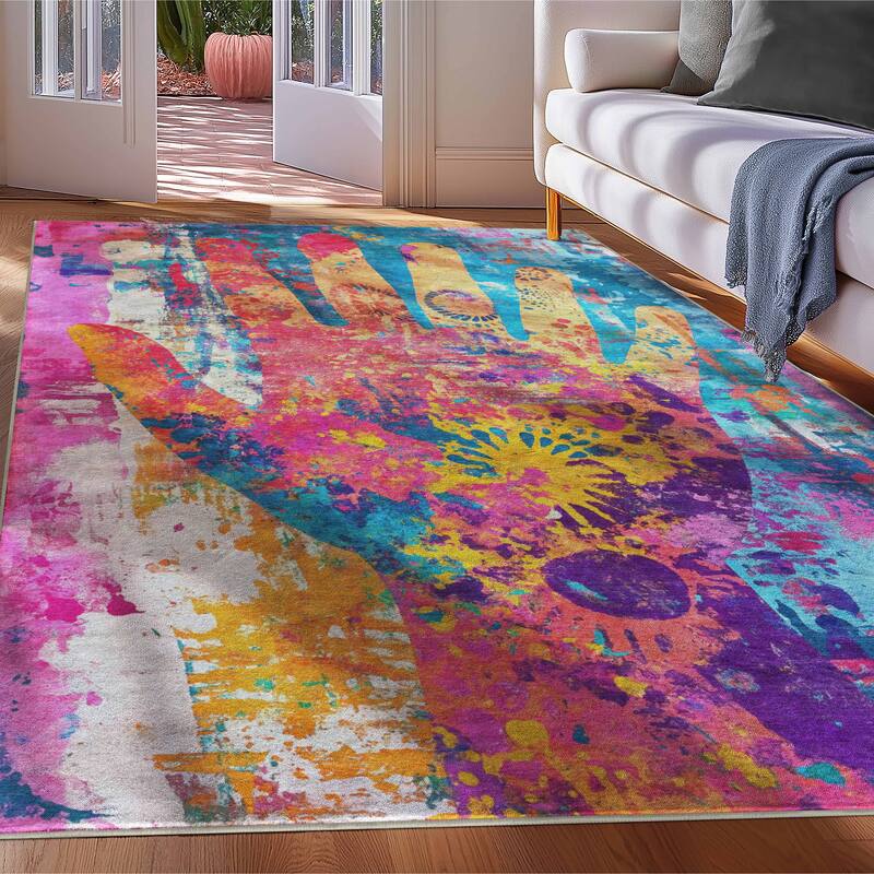 Well Woven Apollo Abstract Aurora Bloom Modern Abstract Area Rug - 5'3" x 7'3" - Multi