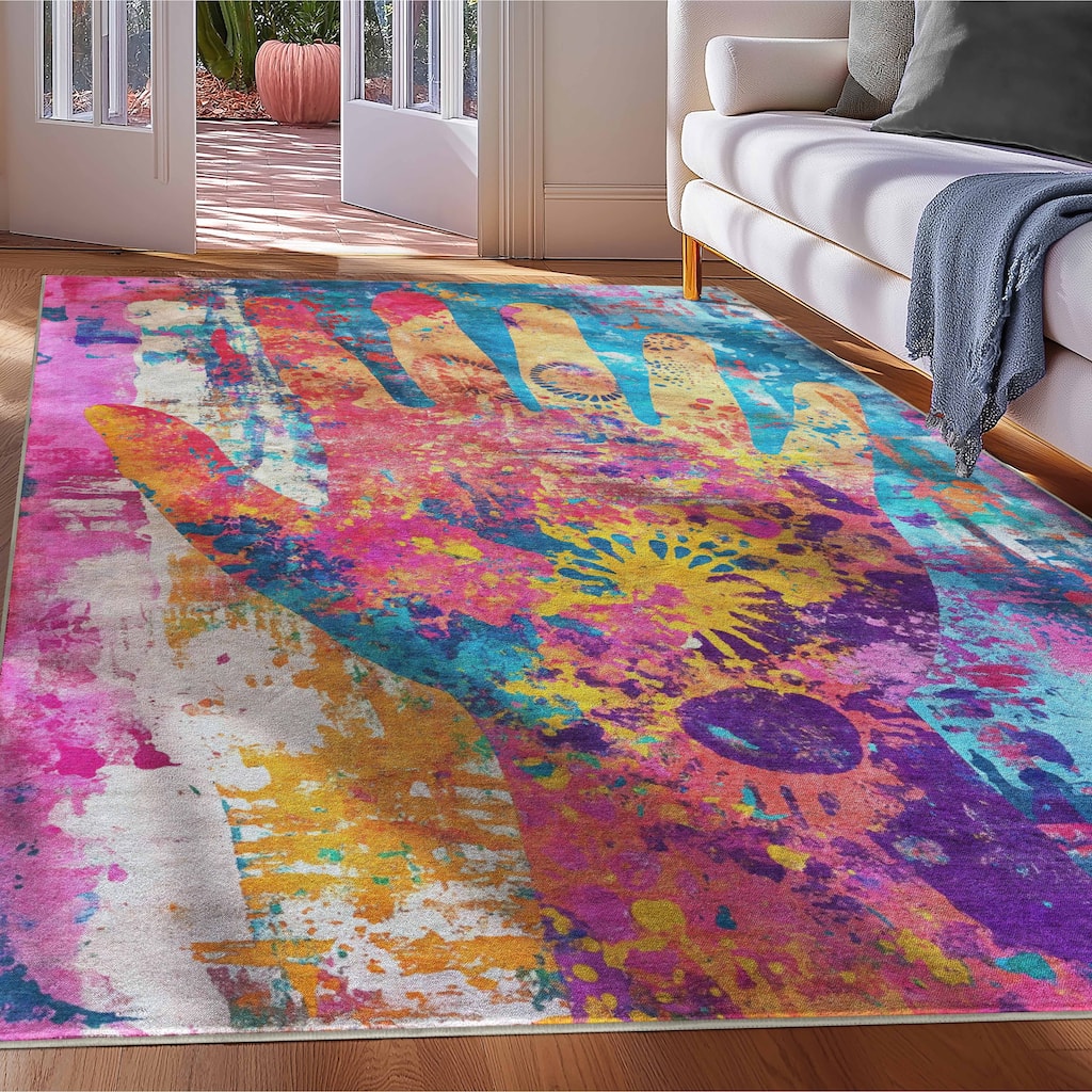 Well Woven Apollo Abstract Aurora Bloom Modern Abstract Area Rug
