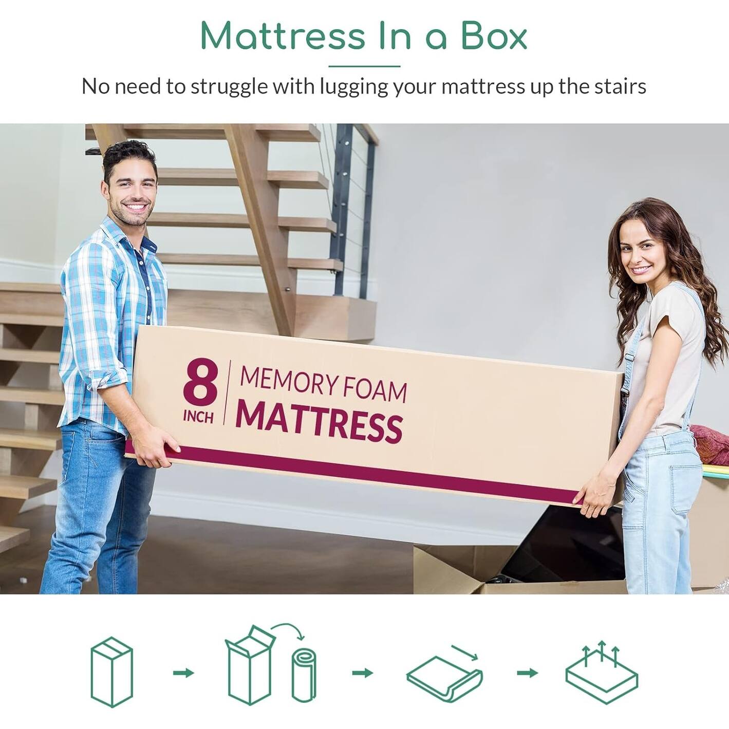 10 inch Bed Mattresses Made in USA with Knit Cover, Cooling Gel Green