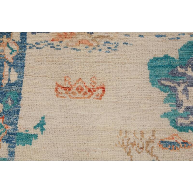 Hand Knotted Oriental 100% Wool Carpet Traditional Pictorial Beige & Ivories Art Deco Area Rug - 4' 9'' X 3' 3''