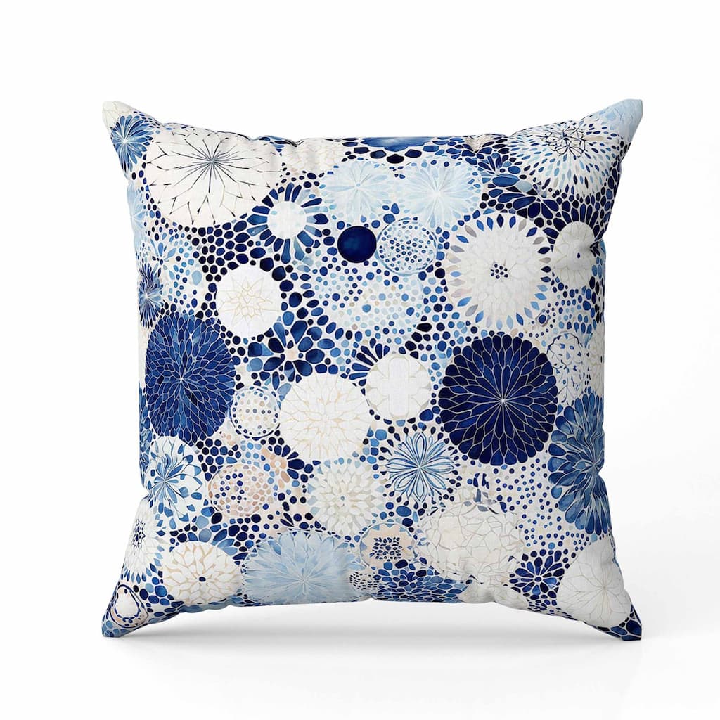 Crystal Drift Faux Suede Reversible Throw Pillow White and Blue