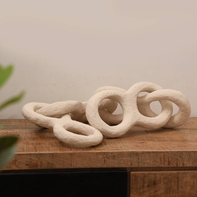 Paper Mache Chain Dia 6" & H 2.8" - OFF-WHITE
