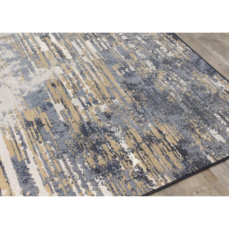 Iris Beige/ Blue Distressed Rip Rug