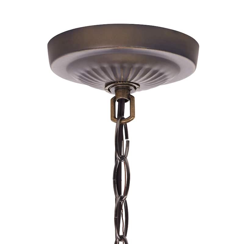 Melissa River of Goods Amber, Red, Yellow, and Brown Stained Glass 18-Inch Pendant Light with Adjustable Hanging Cord