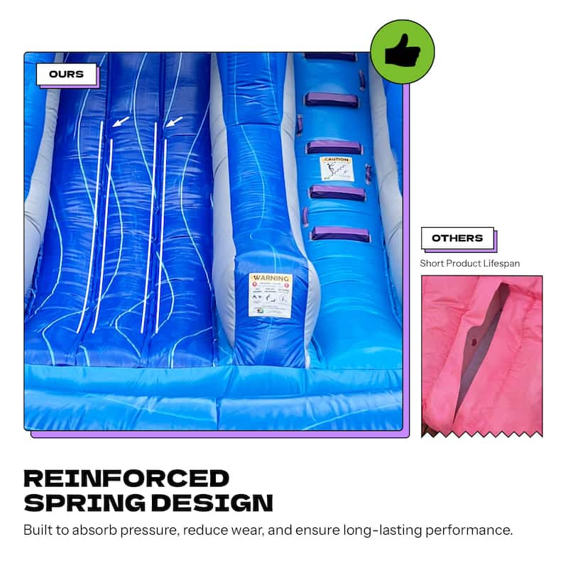 POP JUMP Tropical 27' Waterslide with Pool - Blue - 13' x 12' x 23' - Kids - Blue - 13' x 12' x 23'