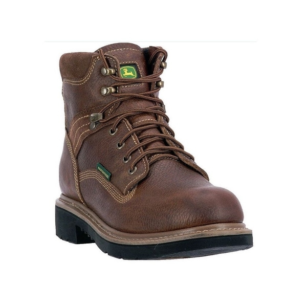 John Deere Western Boots Mens 6" WP ST EH Lace Up Welt Brown