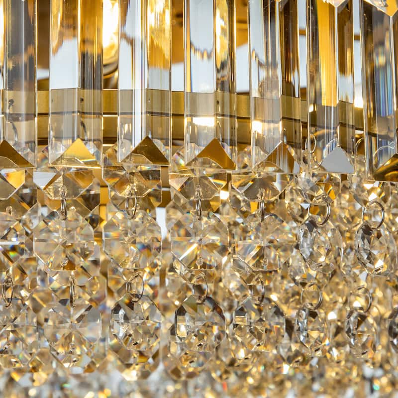 CraftHome 5 Lights 24" Modern Glam Gold Round Crystal Chandelier
