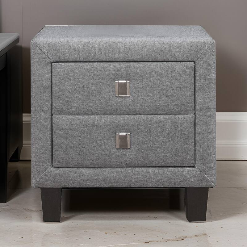 Gray/Black 2 Drawer 15.75 in. W Nightstand with Sturdy Hardware and Ample Storage