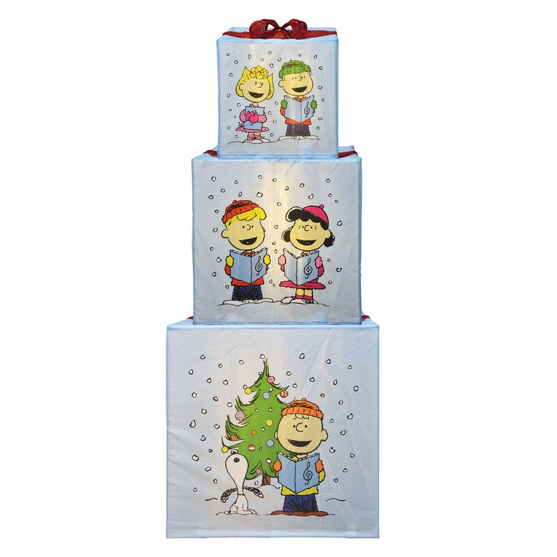 30"x 24"x18" Peanuts LED Presents Printed Carolers Skaters