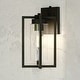 preview thumbnail 1 of 10, VAXCEL Kilbourne 13 in. H 1-Light Black Dusk to Dawn Sensor Outdoor Wall Sconce, Steel, Clear Glass Shade, LED Compatible Textured Black - 5.5-in W x 13-in H x 7-in D