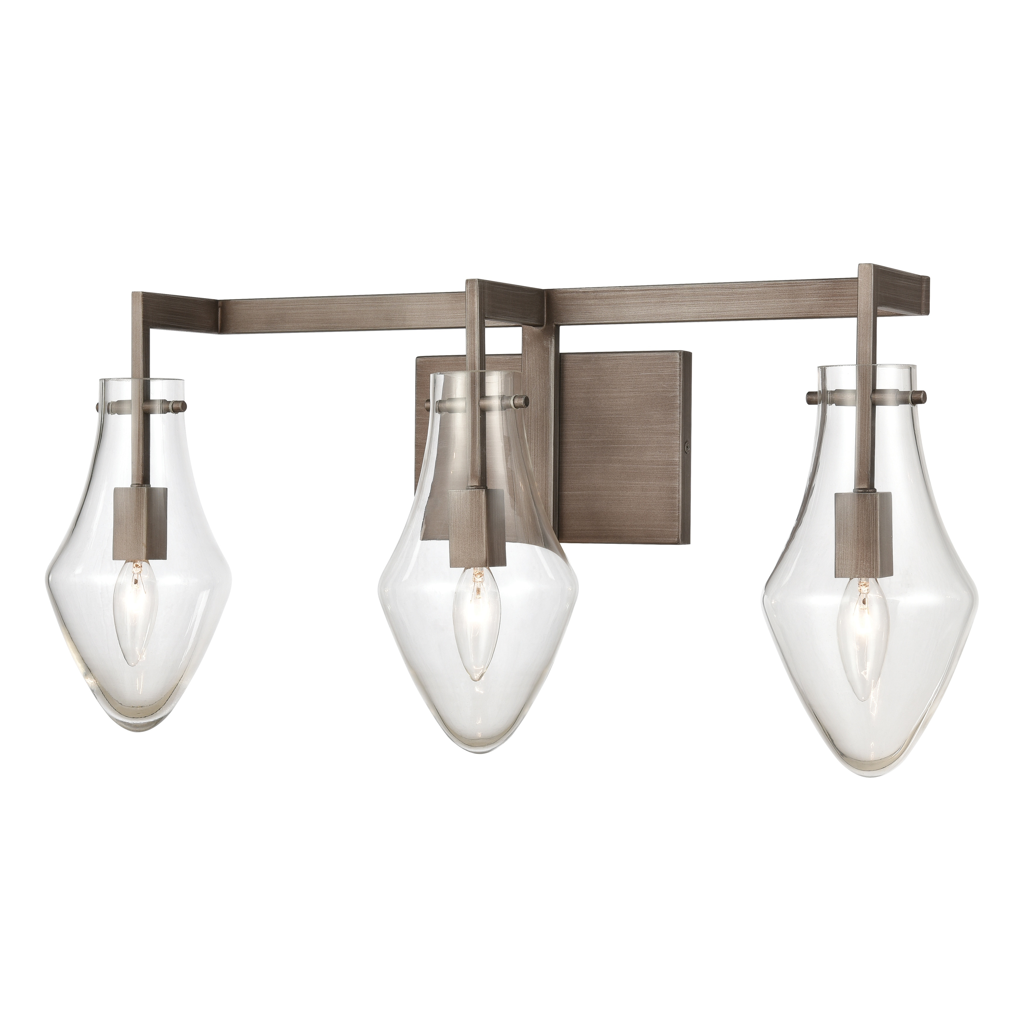 Atlas Lighting Culmination Glam 3/4-Light Clear Glass and Weathered Zinc Bathroom Vanity Light